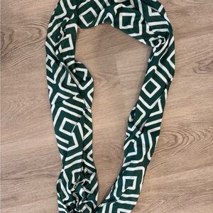 Geometric Green and White Scarf
